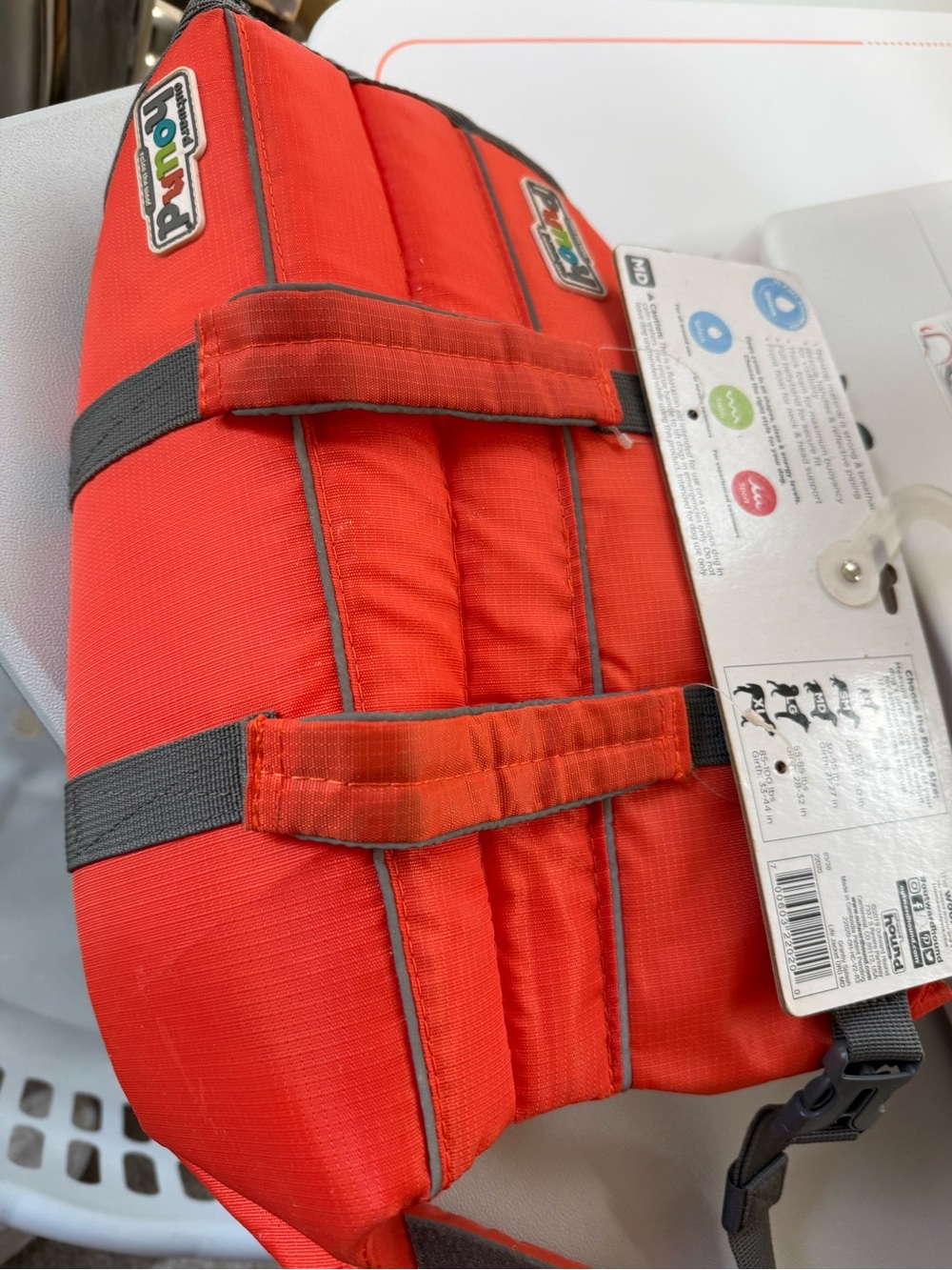 Outward Hound Orange Dog Life Jacket with Gray Straps - Picture 2 of 5
